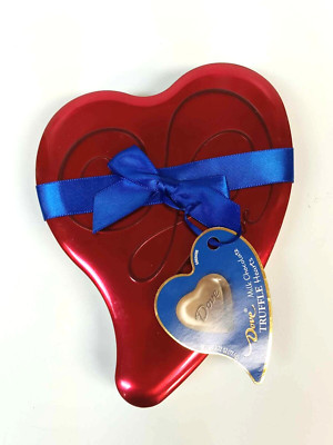 Used/Open Tin Dove Milk Chocolate Truffle Hearts Tin 2025 Valentine's Day Heart