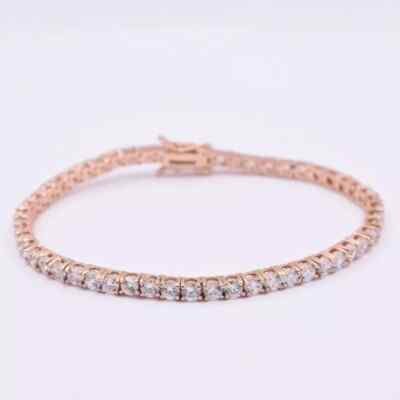 Round Cut GH/VS Certified Natural Diamond Men's Tennis Bracelet 14kt Rose Gold