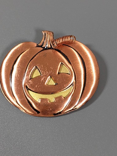 Vintage Hallmark Copper Brass Jack O Lantern Pumpkin Halloween Pin