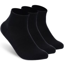 90 Merino Wool Ankle Socks Athletic Business Casual Black 3 Pairs Medium