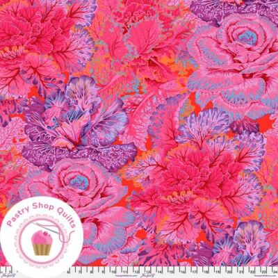 KAFFE FASSETT Free Spirit CURLY KALE J120 Red Floral Quilt Fabric