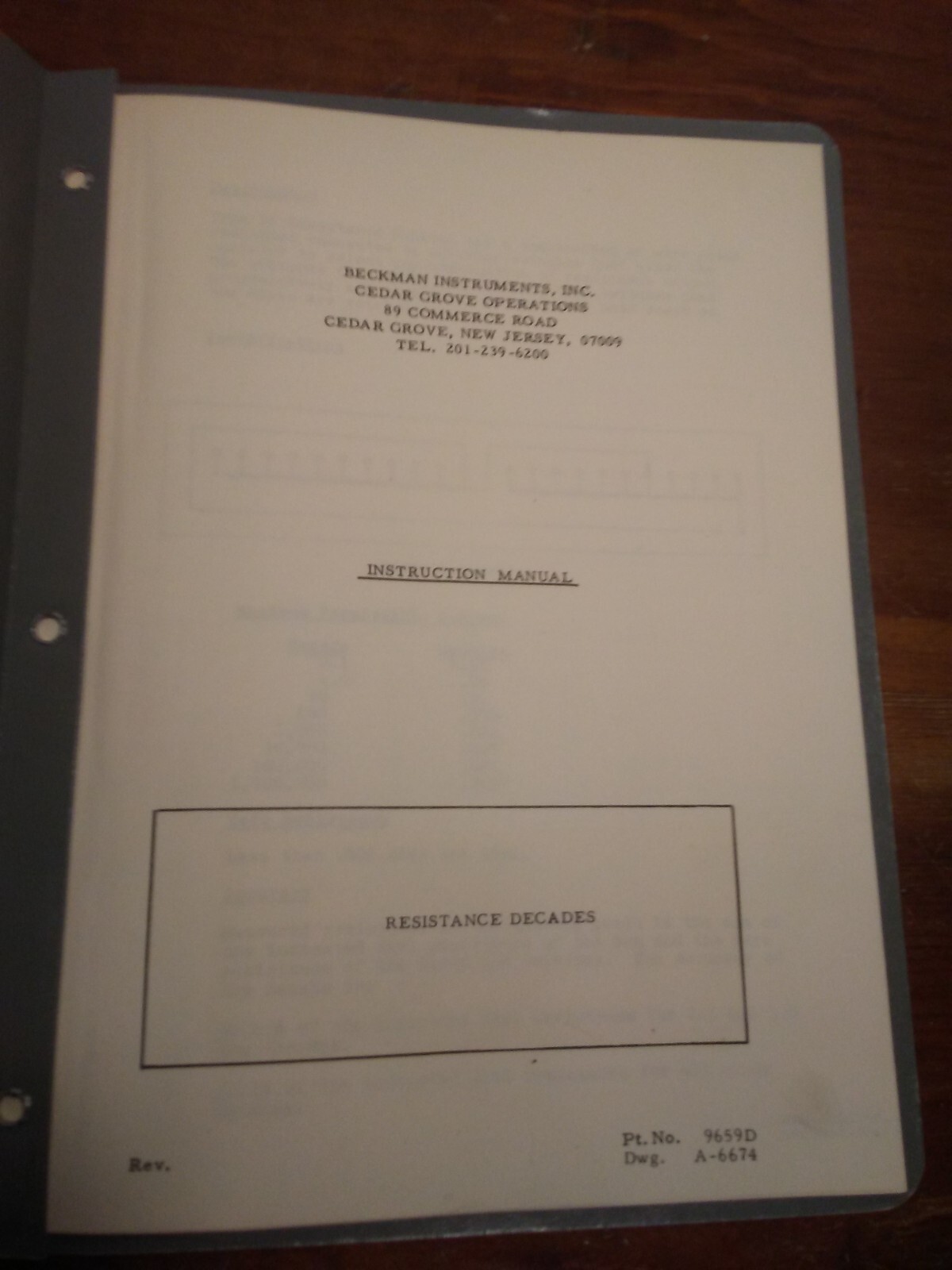 Beckman/Industrial Instruments DR-50D Decade Resistance Box w/Manual Tested OK