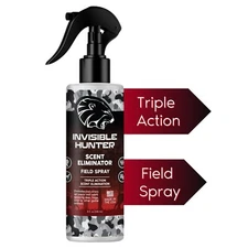 Invisible Hunter Scent Elimination Field Spray, 8oz; Triple Action Scent Control