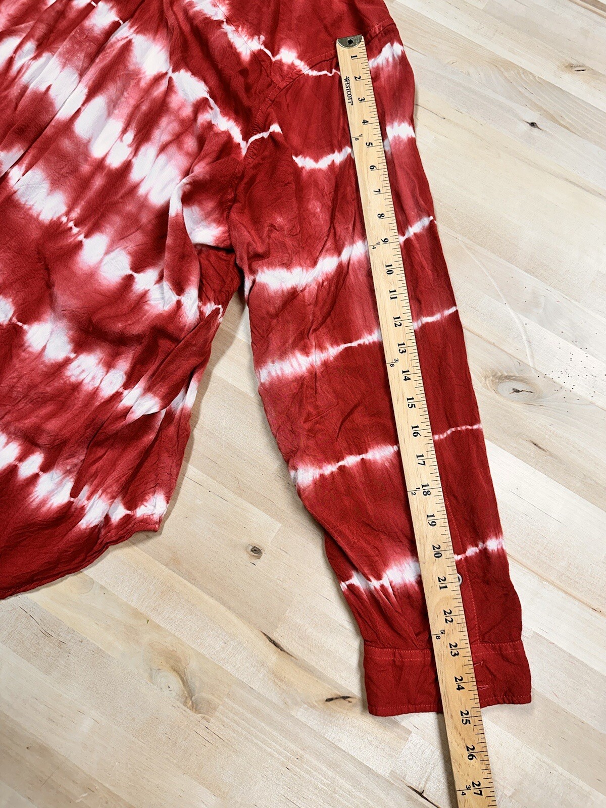 Torrid Red Tie-Dye Button Down Collared Blouse Bo… - image 7
