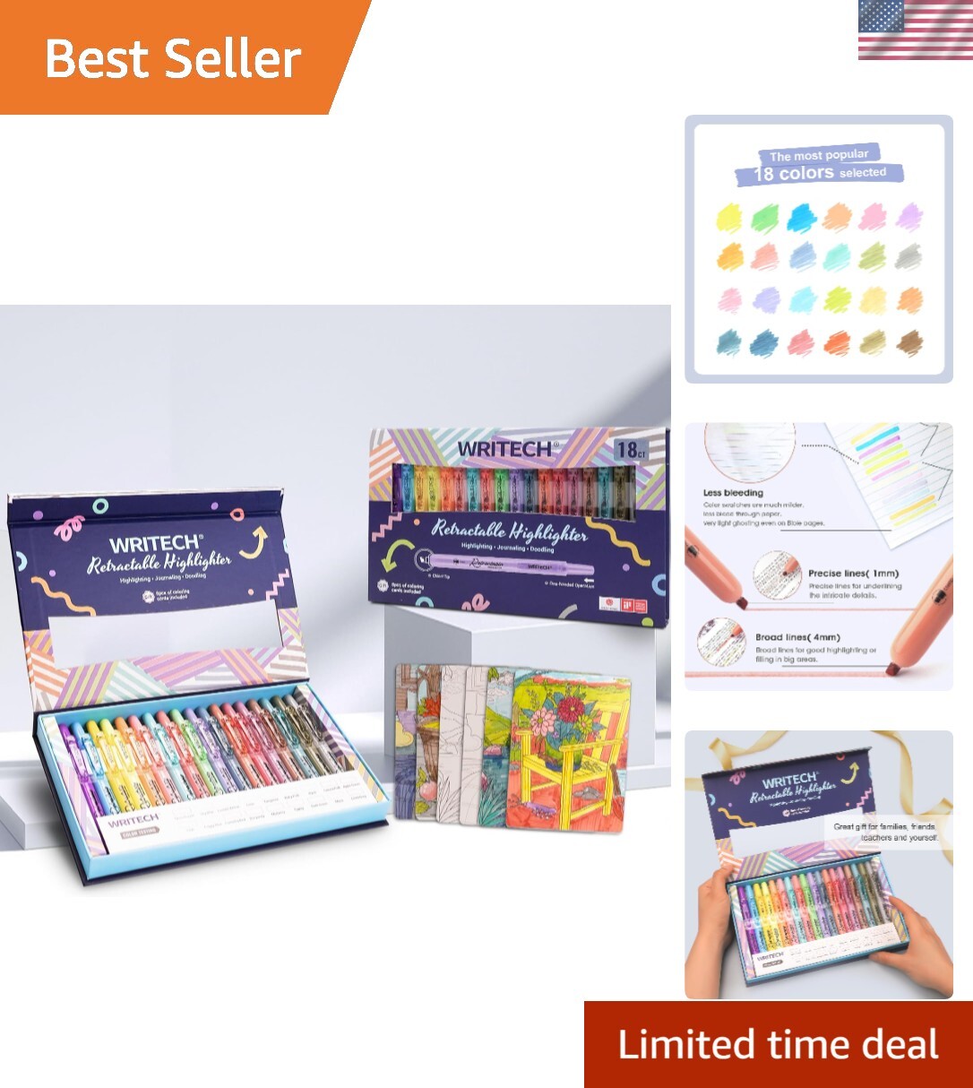 Chisel Tip Highlighters Set: 18 Assorted Colors for Journals and Bible Study-image