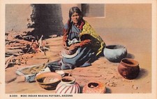 Moki Hopi Pottery Pots Fred Harvey Southwest Artisanal Folk Art Vtg Postcard C12