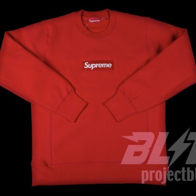 FW15 SUPREME BOX LOGO CREWNECK SWEATSHIRT RED SIZE M MEDIUM 2015