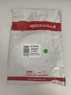 Rockville RCTR106G 6' 1/4'' TRS to 1/4'' TRS Cable, Green, 100% Copper