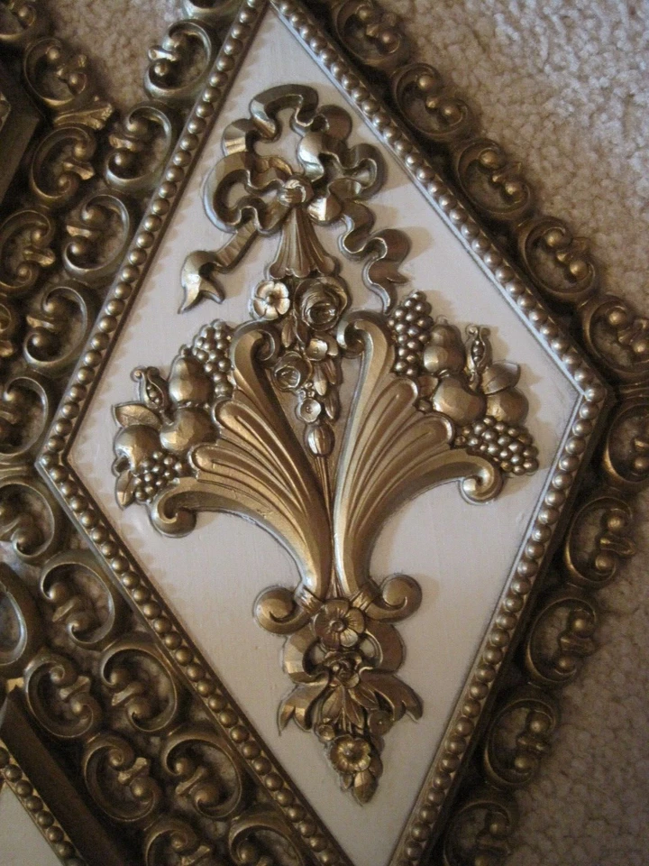 复古 Dart IND Homco 4 件套墙面装饰金色巴洛克牌匾 好莱坞摄政美国 — 第 3/4 张图片