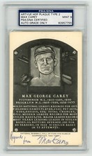 Max Carey Artvue Type 2 Signed HoF Plaque Postcard PSA DNA Auto Mint 9