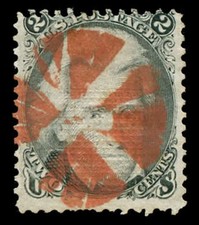 momen: US Stamps #87 Used Red Cork Cancel