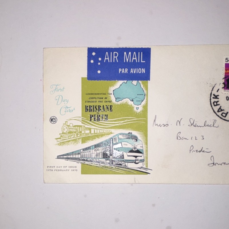 Australia First Day Air Mail Cover Brisbane–Perth 11 Feb 1970 5c 20c