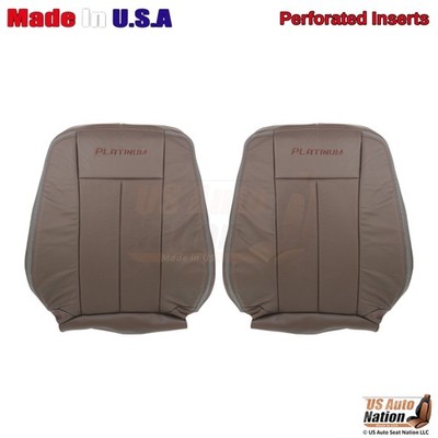 2015-2017 Fits Ford Expedition Platinum Leather Perf Front Top Covers Mesa Brown