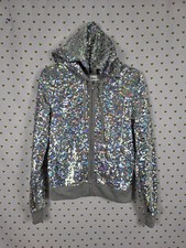 PINK Victoria's Secret Fashion Show FULL Sequin Zip Hoodie Gray S BLING HTF