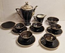 Bavaria Sterling Silver On Porcelain Tea Set 