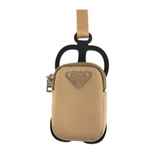 Prada Nylon Tessuto Logo Pouch Women Beige One Size