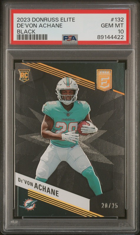 2023 Donruss Elite #132 De'Von Achane Rookie Black PSA 10 #/25
