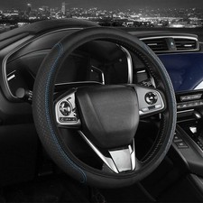 1538cm Leather Car Auto Steering Wheel Cover Anti-slip Breathable Blackblue