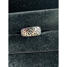 925 Sterling Silver Filigree Open Size Ring Adjustable Boho Floral Pattern