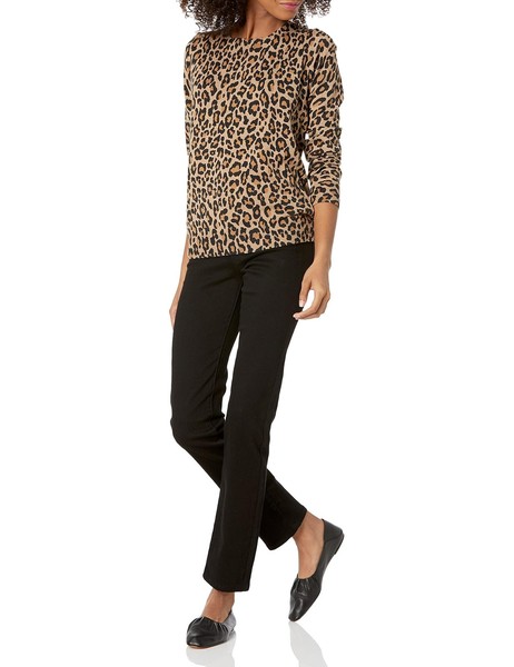 Amazon Essentials Damen Pullover Rundhalsausschnitt Kamelbraun Gepard-image