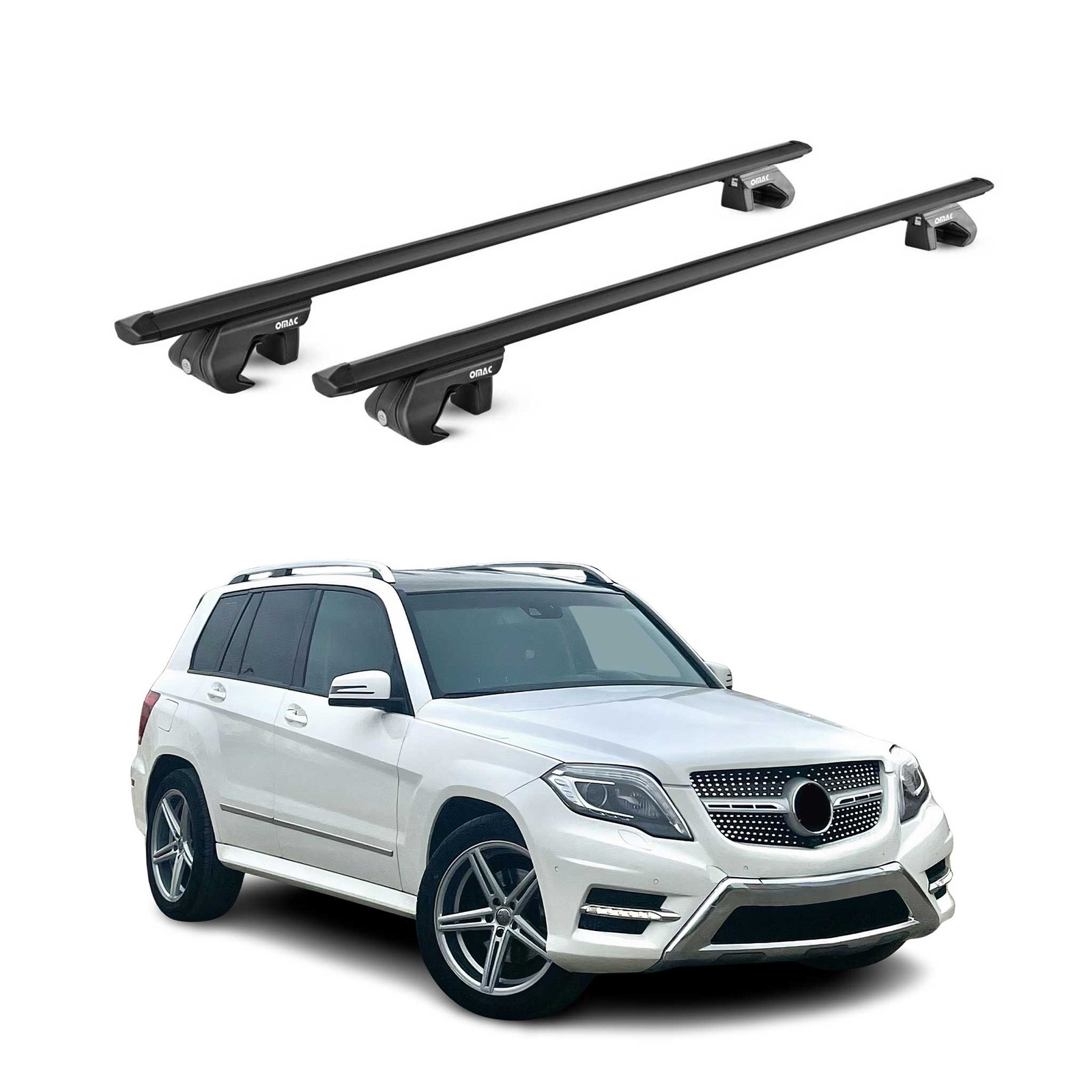 Barres de toit Mercedes GLK X204 en aluminium noir de 2008 à 2015