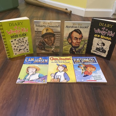 Lot of 7 Chapter Books: Diary of A Wimpy Kid, Cam Jansen, Who Was, Flat Stanley