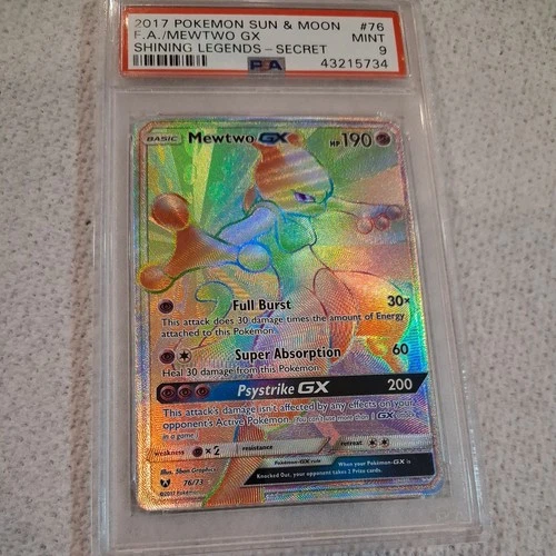 2017 Pokemon Shining Legends Mewtwo GX Full Art Secret #76/73 PSA 9