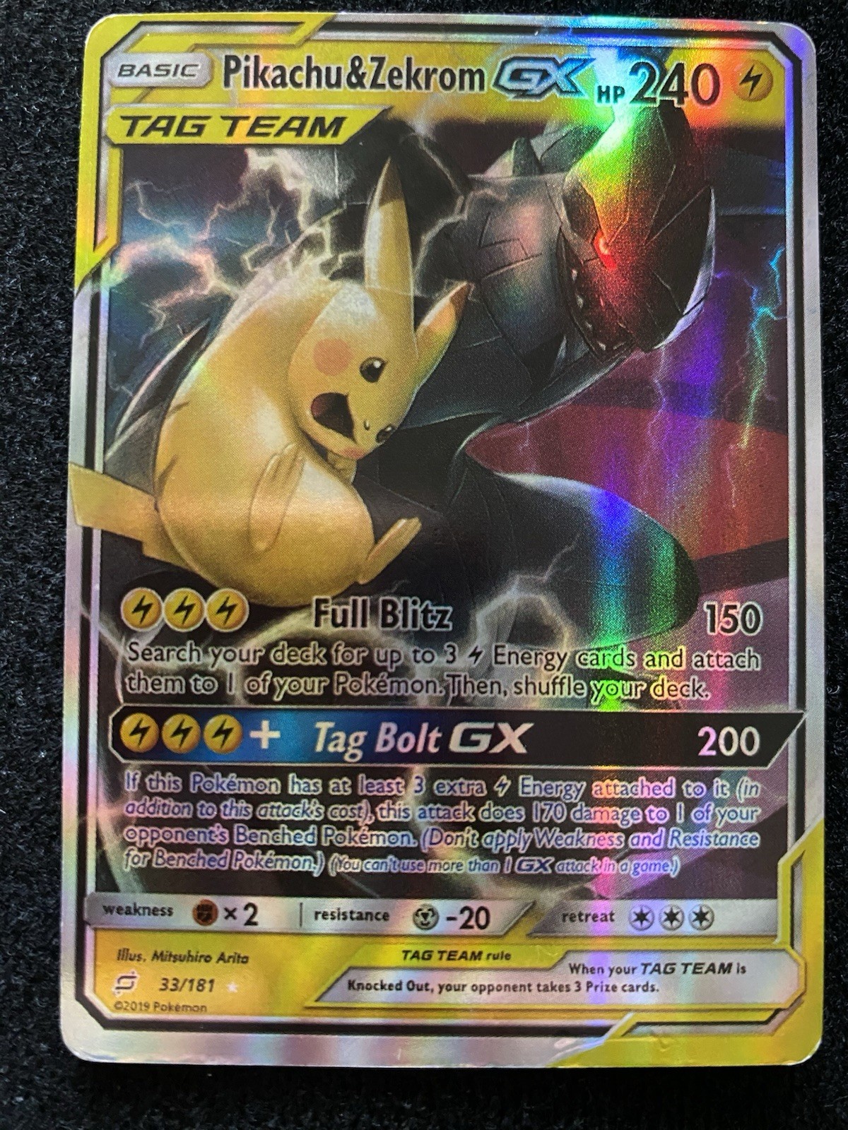 Pokémon TCG Pikachu & Zekrom GX Sun Moon Team Up 33/181 Holo Ultra Rare