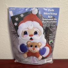 Santa Bear Felt Stocking Kit 16" Christmas Holiday Craft Sewing Beads 5072 DIY