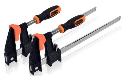 TACTIX 12'' Steel Bar Clamps Set, 2-pack Quick-Release F Clamp with 2.4'' Throa...