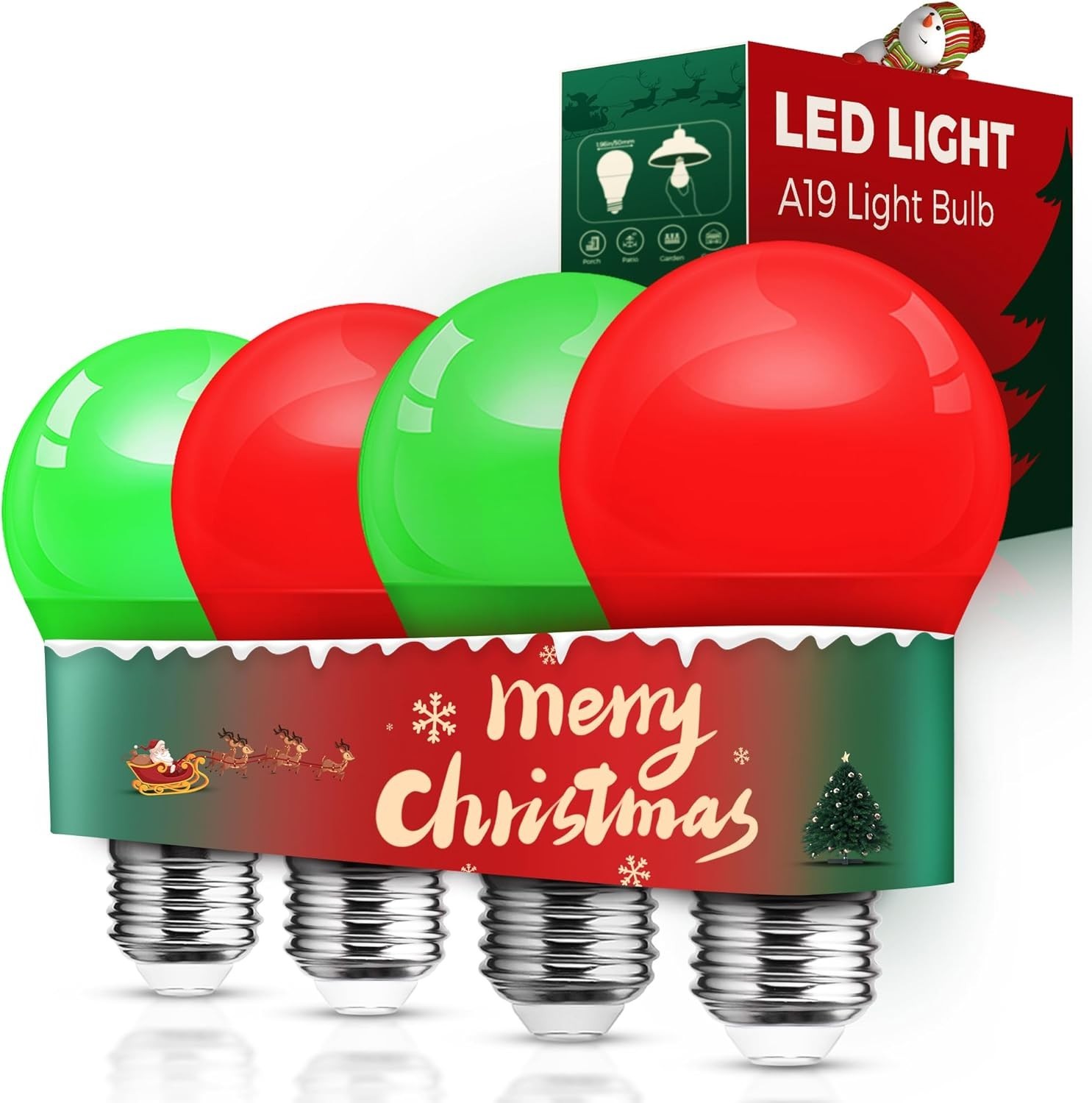 Outdoor 4 Pack, Red And Green Light Bulbs For Christma