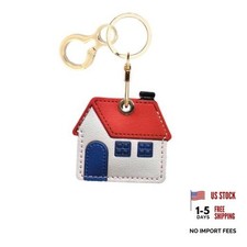 Leather Keychain Holder Case Compatible with AirTag,Cute Protective house A