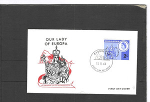 GIBRALTAR 1966 FDC CACHET HIGH DENOM QE2 2 S BLUE LADY OF EUROPA VF #653