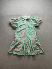 J Crew Women Mini Dress 6 Green Pink Floral Bubble Sleeve Tiered Button Front