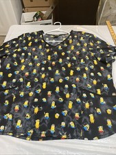 Minions The Rise Of Gru Scrub Top Womens Size 3XL Gray Short Sleeve Work Shirt
