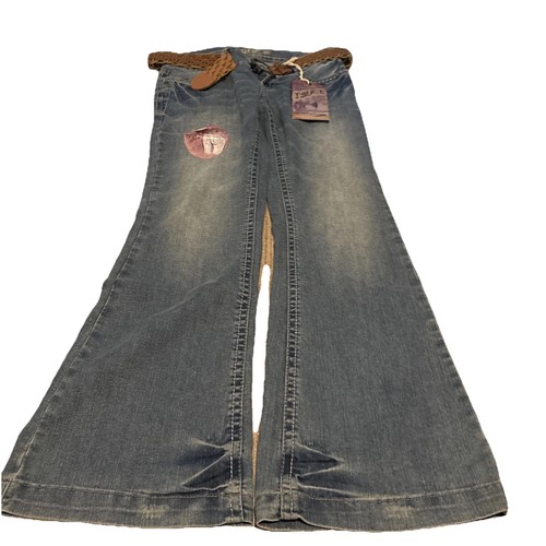 TRUCE VTG Belted Women's Jeans Size 9 Flare Stretch NWT 32 X 32