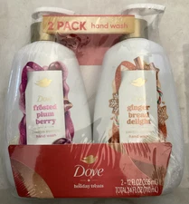 Dove Limited Edition Holiday 2 Pack 12oz Hand Wash Soap Plum Berry Gingerbread