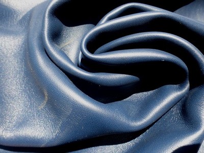 lambskin leather hide XL Navy Blue full bodied very soft smooth finish