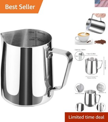 Stainless Steel Frothing Pitcher 12oz with Non-Slip Base for Effortless Pouring