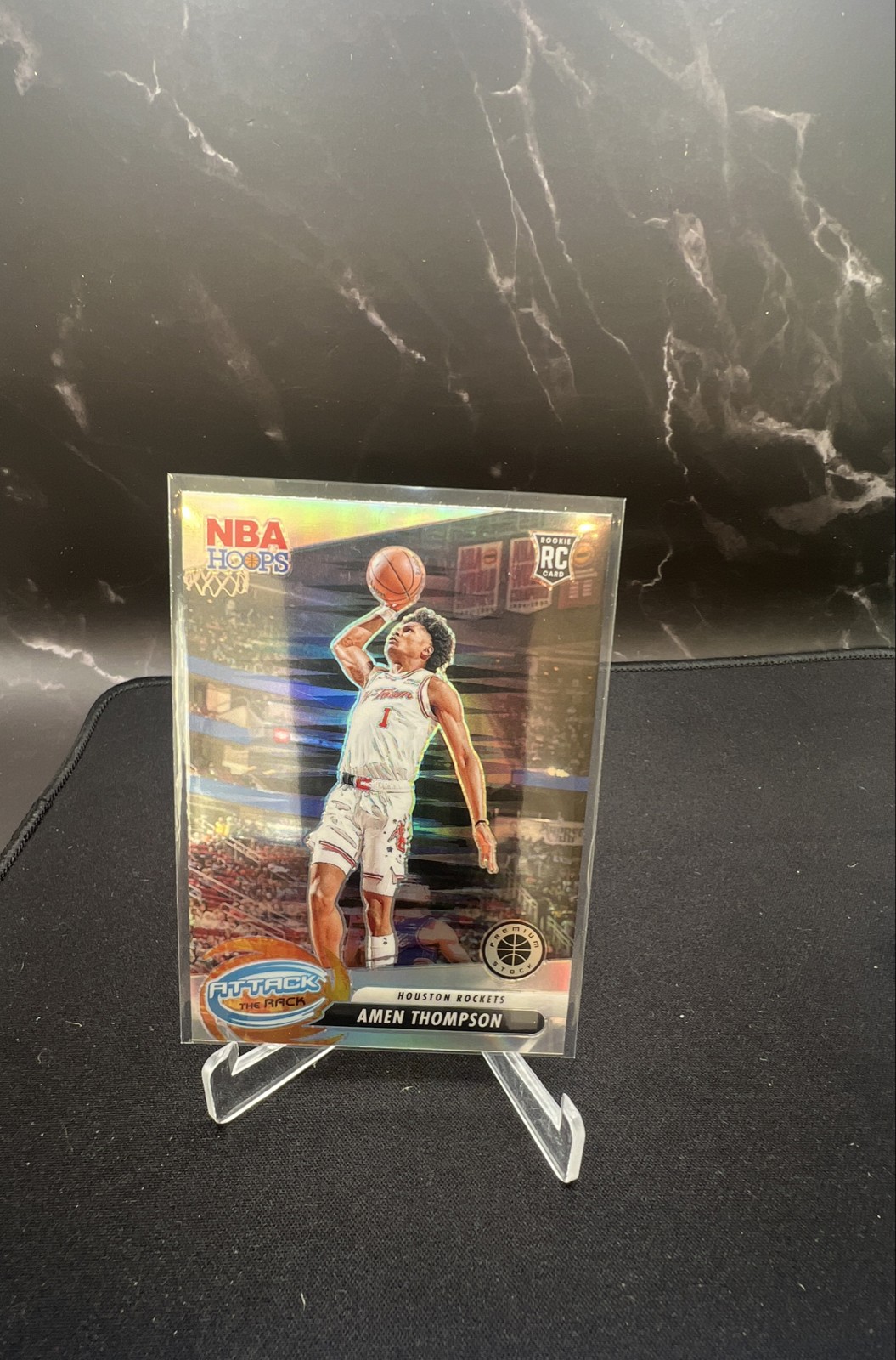 2023-24 Panini Nba Hoops Premium Stock - Attack the Rack Amen Thompson #9 Silver