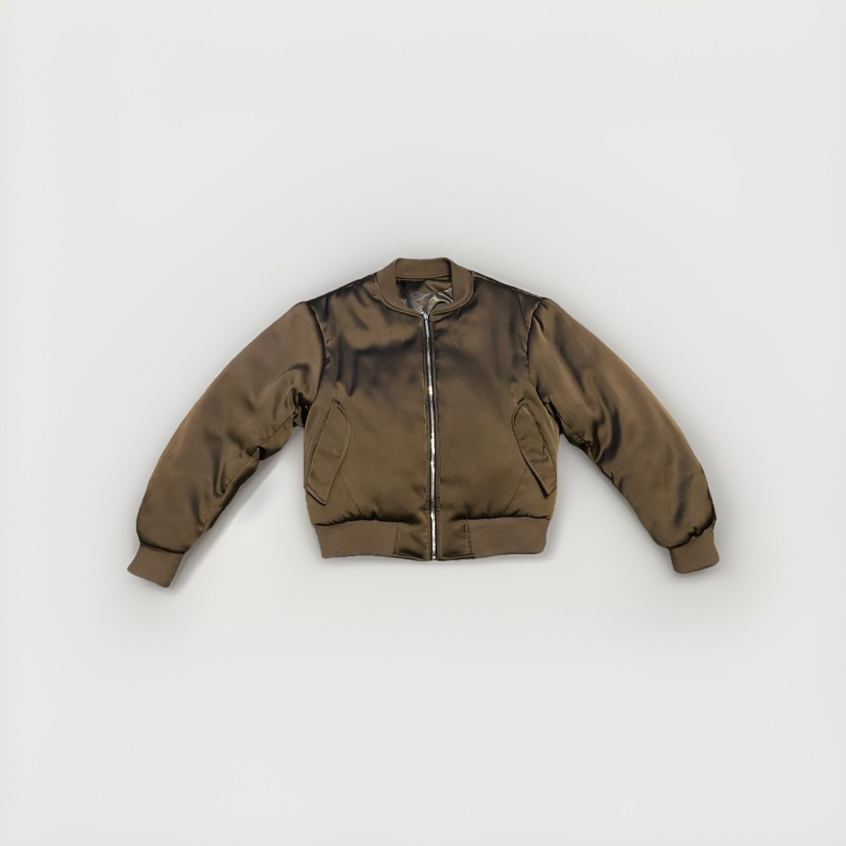 Men's Vuja De Bronze Brown Max Satin Pillow Bomber Size Large Used