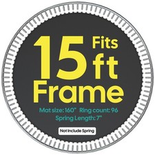 Trampoline Replacement Mat,Fits 15 ft Round Frame with 96 v-rings 8 Row Stitch