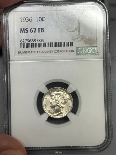1936 Mercury Dime MS67 FB NGC