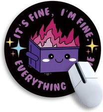 Dumpster on Fire Mouse Pad, Cute Round Mouse Pads for Desk, Funny Purple