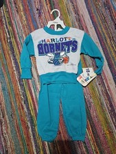 NOS New Vintage 90s Charlotte Hornets 2 Pc Sweat Suit Set Kids Crewneck 18M Baby
