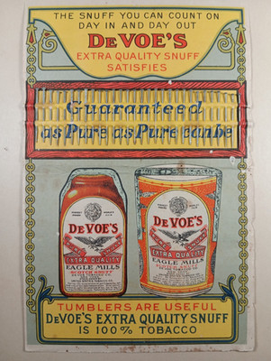 DeVoe's Snuff - Advertising Pin Card with All Pins, Tobacco Adv, w/Factory Bldgs