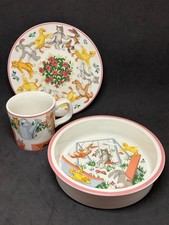 Tiffany  Co. Tiffany Playground Porcelain 3 Piece Child's Dish Set 1992