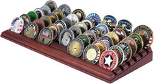 LIUYALO Challenge Coin Display Stand 6 Row 100 Solid Wooden Holder Rack Case