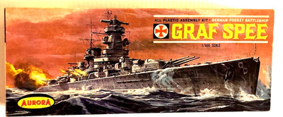 Unused New Aurora 1962 Graf Spee German Pocket Battleship Model Kit 1:600 Litho