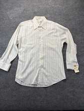 VTG 70s Christopher Lena Shirt Mens 16.5 33 XL White Satin Stripe Dagger Collar